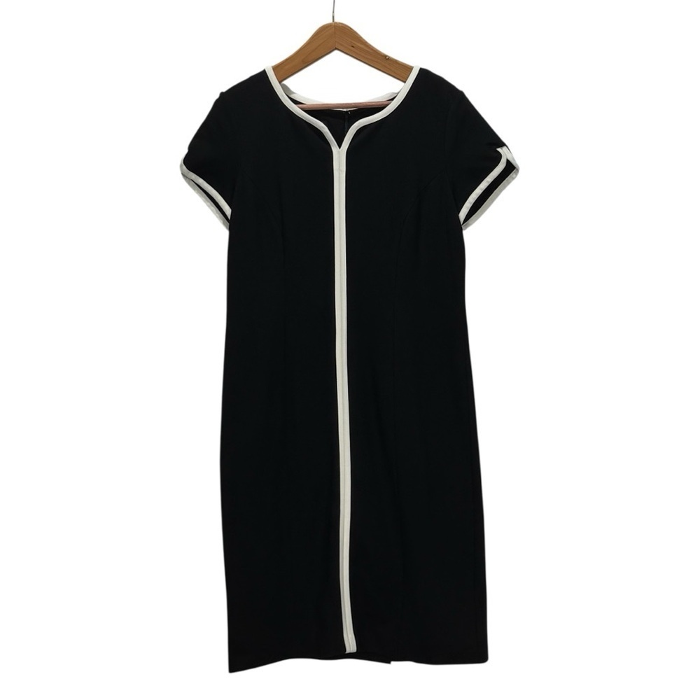 Talbots Black dress with white trim / cap sleeve sheath Dress Size 10P
